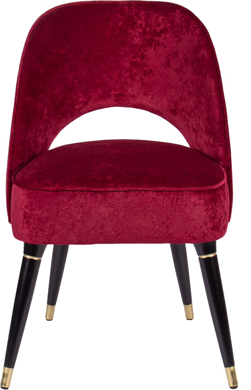 COLLINS Modern Burgundy Velvet Dining Chair with Legs in Black Brass