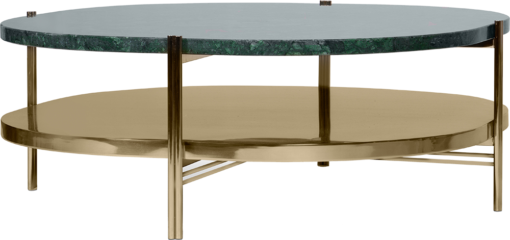 CRAIG Contemporary marble effect Metallic Gold Brass Coffee Table with Tabletop in Dark Moss Green Marble