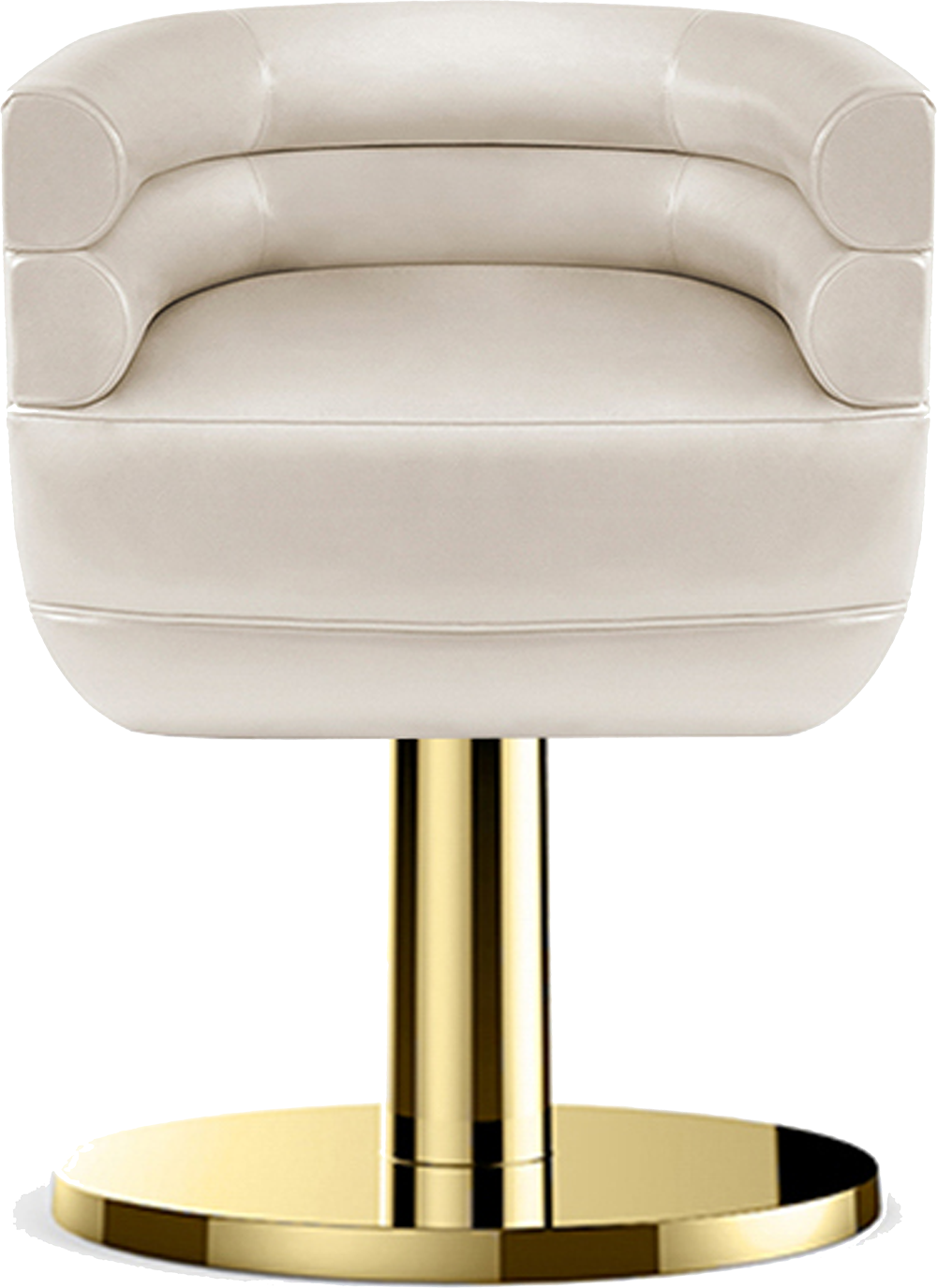 LOREN Harmonious Ivory Leather Dining Chair with Base Frame in Metallic Gold Brass