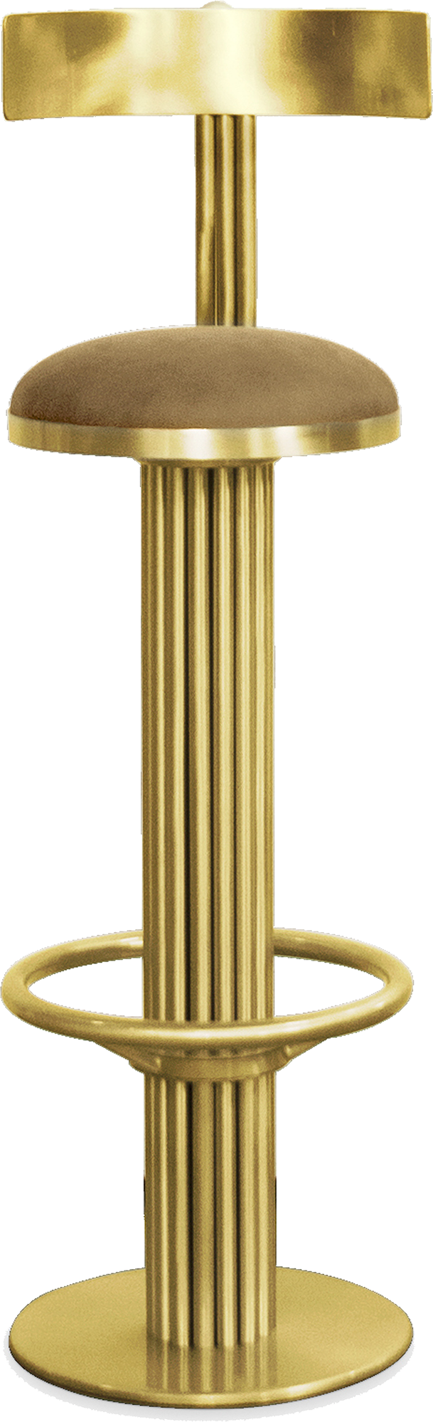 KELLY Ostentatious Embellished Metallic Gold Brass Bar Chair with Seat in Mustard Brown Velvet
