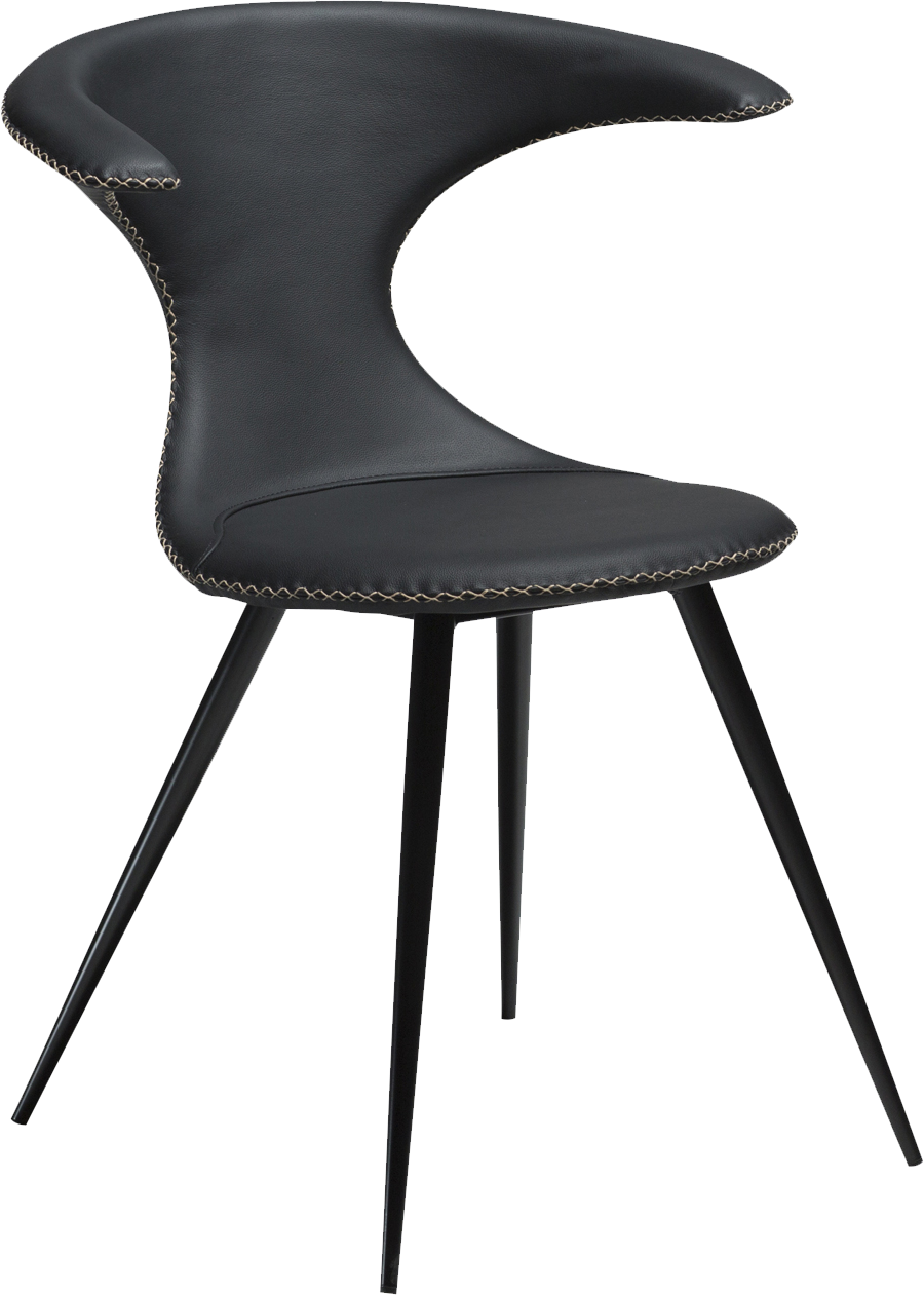 Baroque Black Leather Dining Chair with Metal Legs.