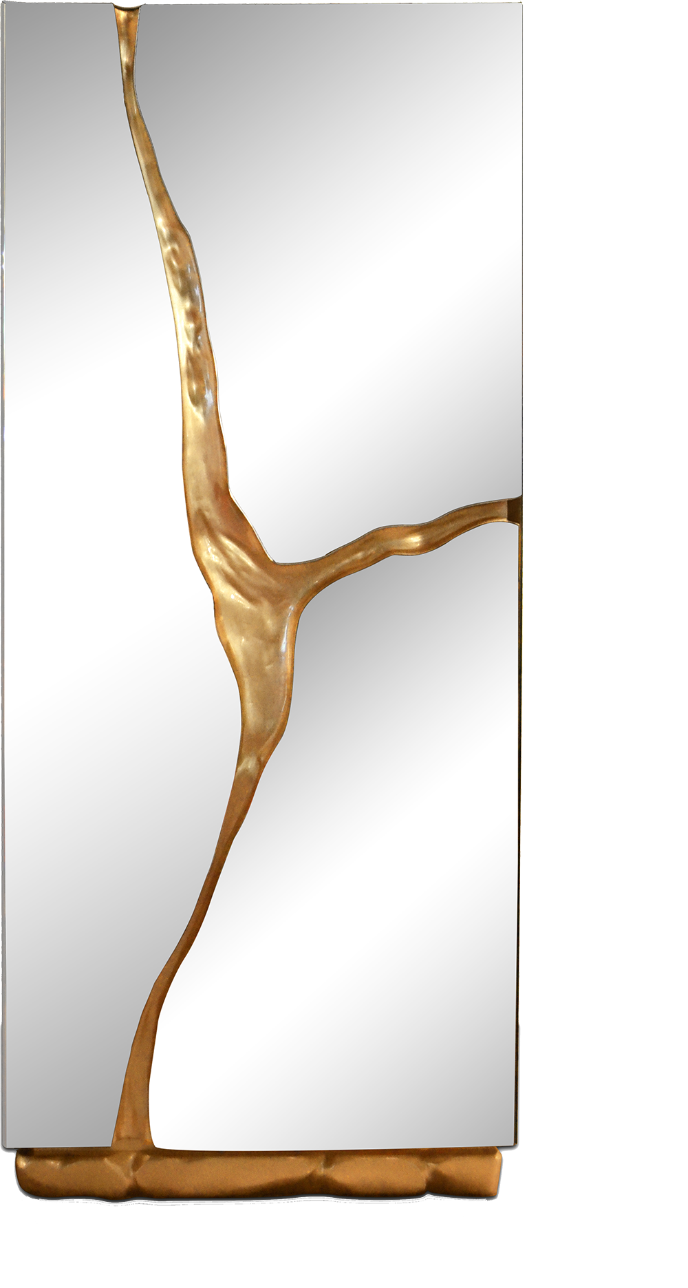 LAPIAZ Flashy Embellished Silver Stainless Steel Cabinet with Base in Metallic Gold Brass