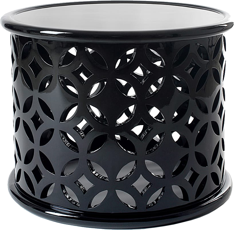 STONE Quirky Embellished Black Mahogany Coffee Table with Tabletop in Silver