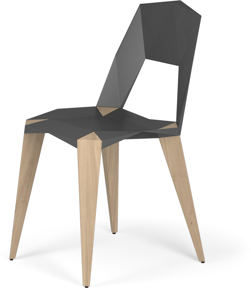Abstract form Black Olive Powder Coated Steel Chair with Tan Ashwood Legs 