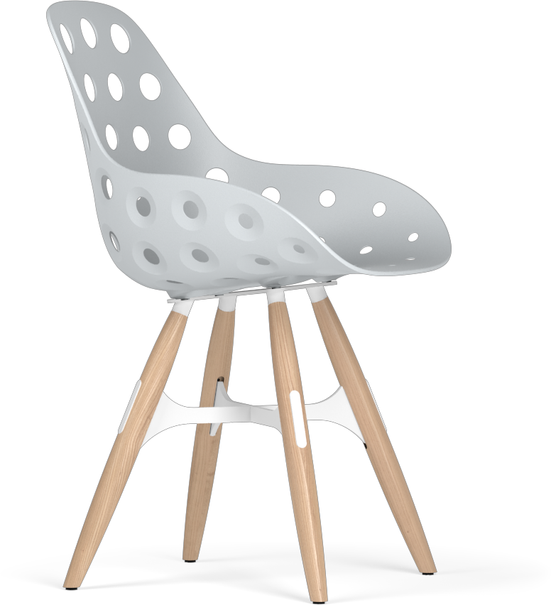 Perforated pattern Bright gray Polypropylene Chair with Ashwood Legs