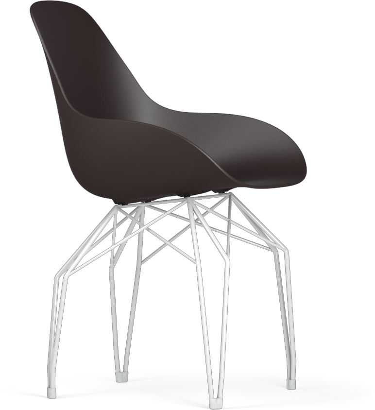 Zen minimalist Royal Brown Polypropylene Chair with Silver Chrome Legs 
