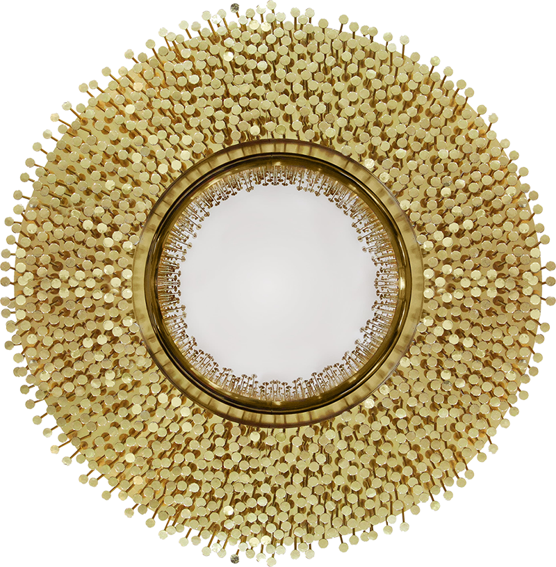 Flashy Glitzy Mirror with Gold Brass Outer Frame