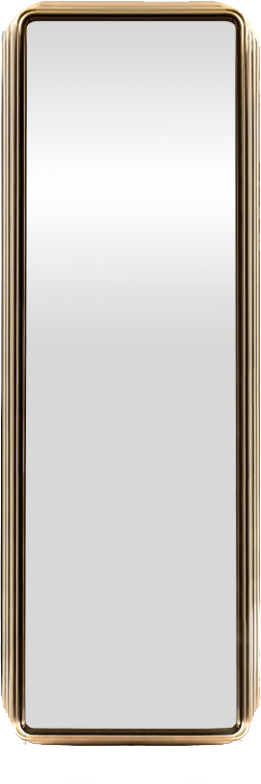 Gold-brown mirror cabinet with glass shelves and walnut outer frame.