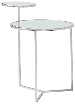 Sleek Side Silver Stainless Steel Table with Glass Tabletop