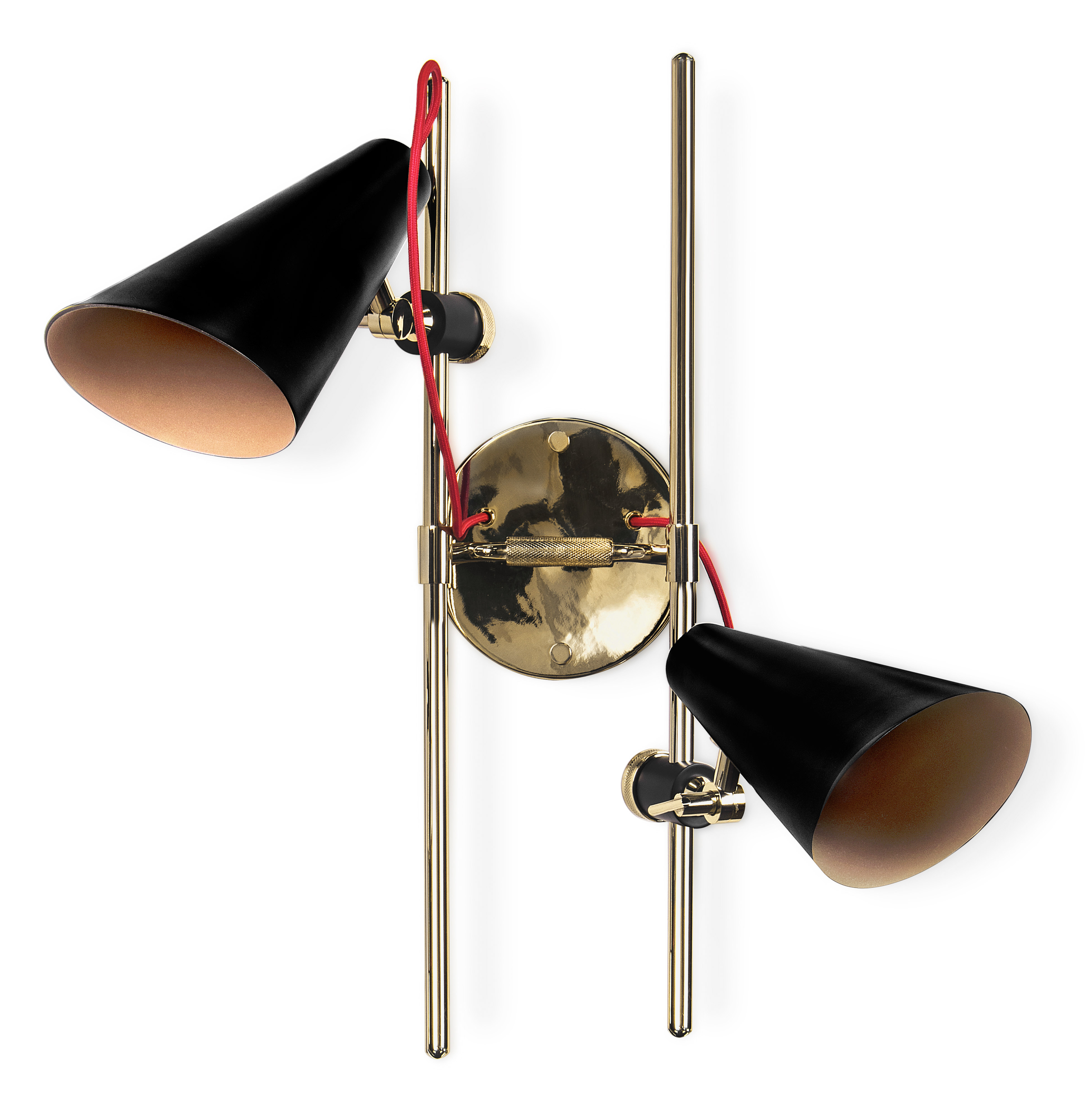 Zen minimalist Old Gold Brass Wall Mounted Light with Black Aluminium Shade