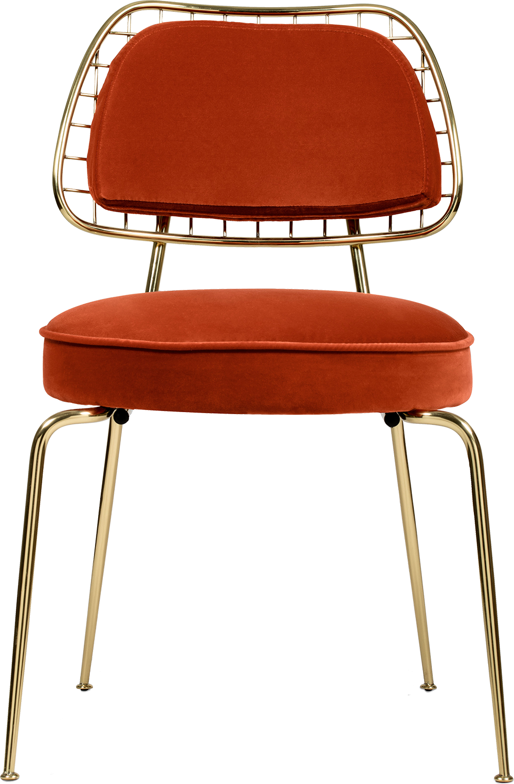 MARIE Ostentatious Embellished Gold Brass Chair with Cushions in Red Brown Velvet