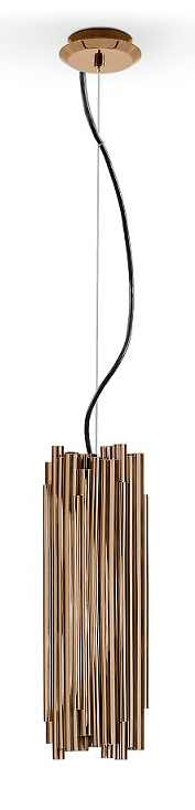 Art deco Copper Brass Pendant Light with Black Cord 