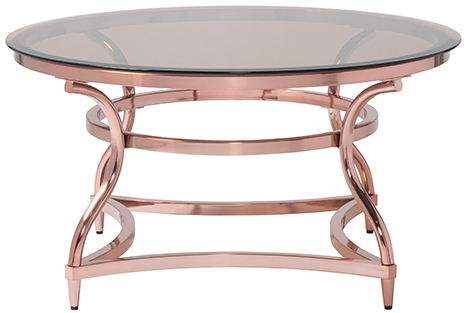 Contemporary Copper red Coffee Table with Black Smoked Glass Tabletop