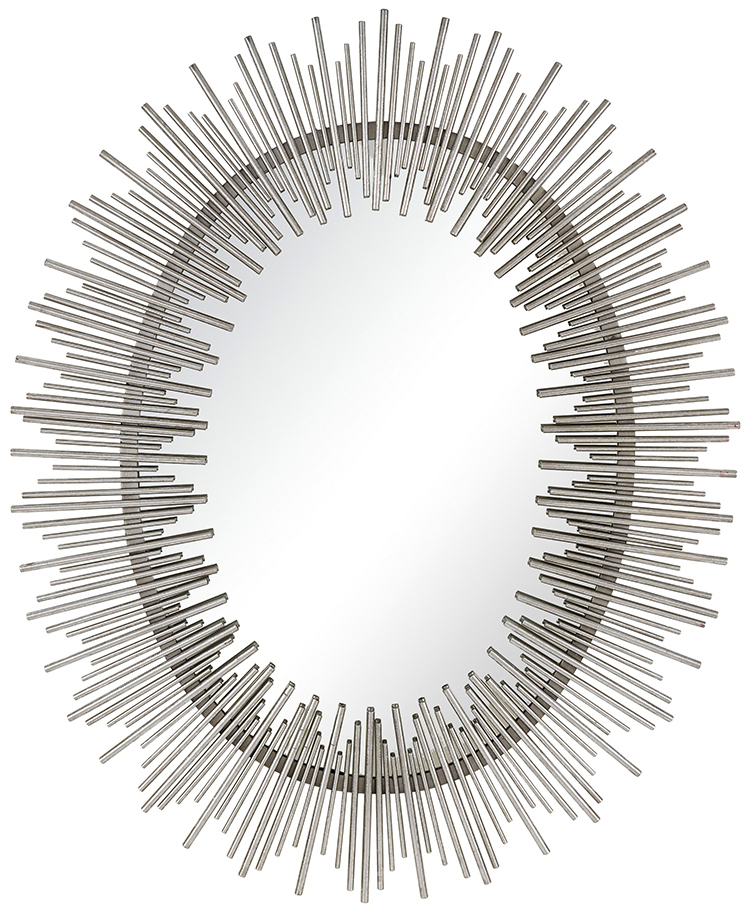 Embellished Mirror with Dark Silver Stainless Steel Outer Frame