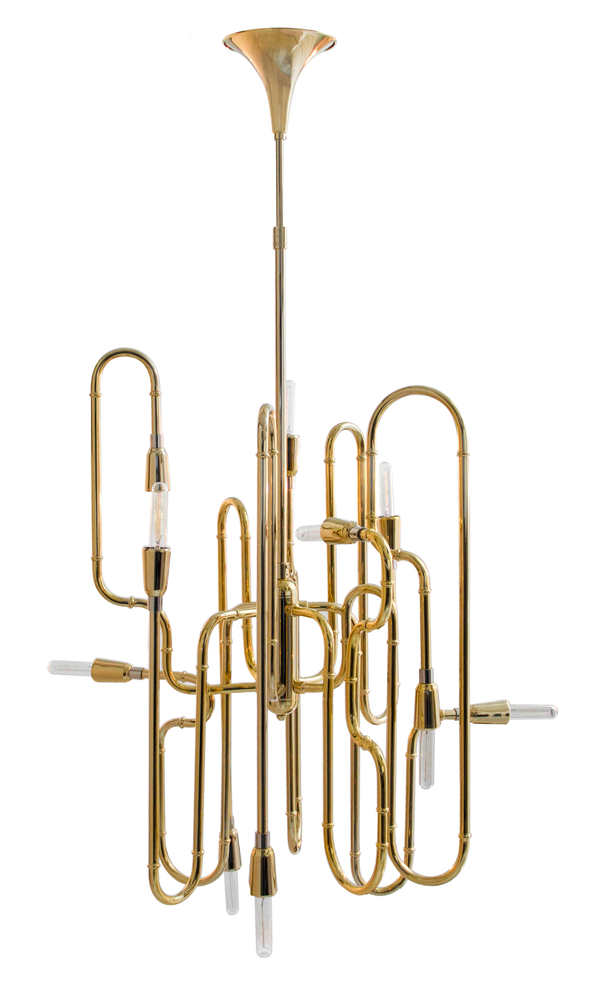 Decadent Glossy Gold Brass Pendant Light 