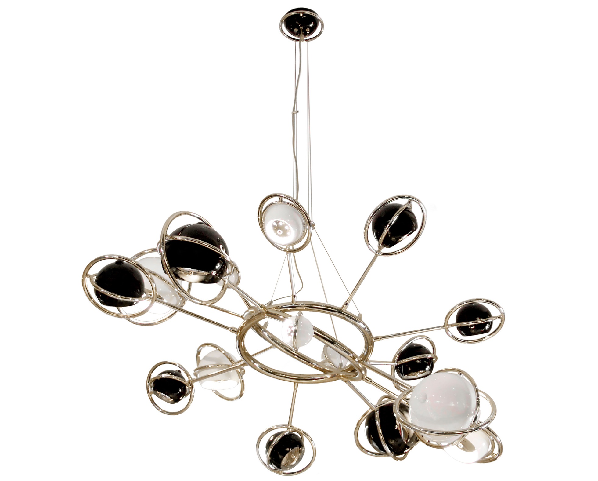 Glitzy Metallic Gold Painted Steel Pendant Light with Black Brass Shade