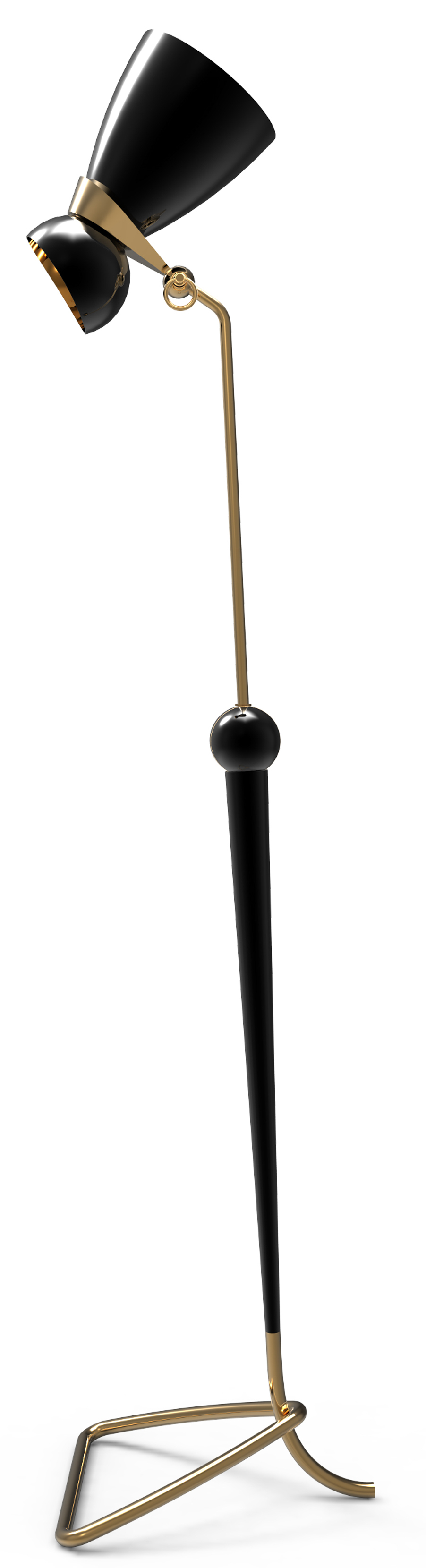 Sombre Black Powder Coated Aluminium Floor Light with Gold Brass Base