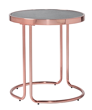 Copper red Powder Coated Steel Side Table with Black Smoked Glass Tabletop