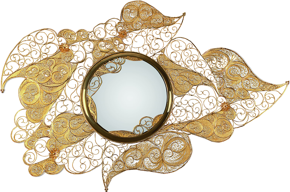FILIGREE Elegant Decorative Mirror with Gold Gold plated Outer Frame