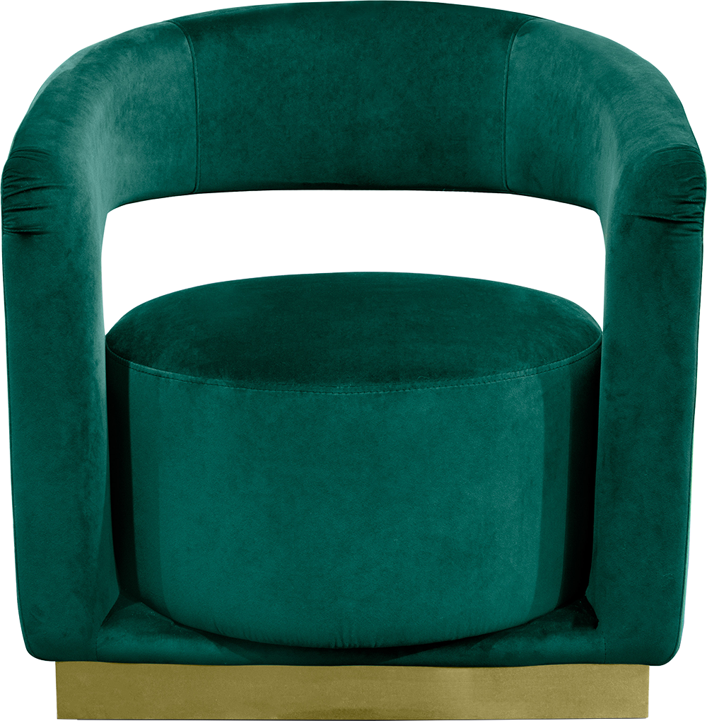 ELLEN Harmonious Dark green Velvet Armchair with Legs in Old Gold Brass