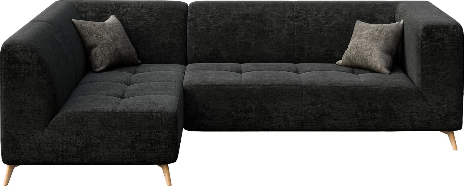 Blind Tufted Black Olive Fabric Chaise Lounges with Wood Legs 